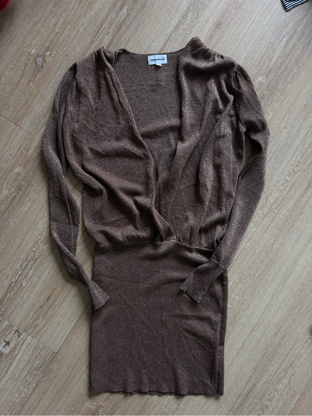superdown Shimmery Brown Knit Sweater